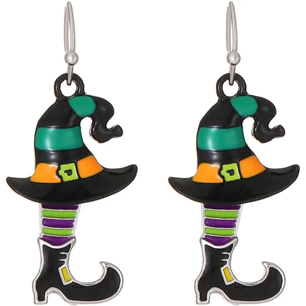 Women's Shoe Ghost Halloween Black Bat Dangle Earrings Boo Cute Pumpkin Women's